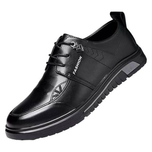 MEIbax Chaussure Homme Cuir Mariage Lacets Dressing Business Classique Chaussures Oxfords Casual Confortables Cuir Derbys Hommes Habillées Chaussure (Black,...