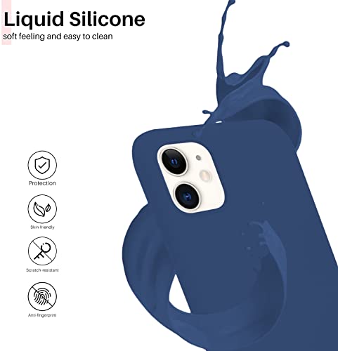 Image of VONZEE Microfiber Candy Case Compatible for iPhone 11 6.1 inch, Shockproof Slim Back Cover Liquid Silicone Case (Navy Blue)