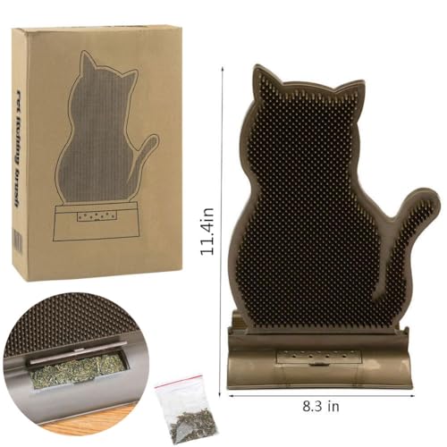 Image of Cat Corner Self Groomer Brush with Catnip - Soft Wall Scratcher and Grooming Brushes - Pet Self Massage Combs for Indoor Cats