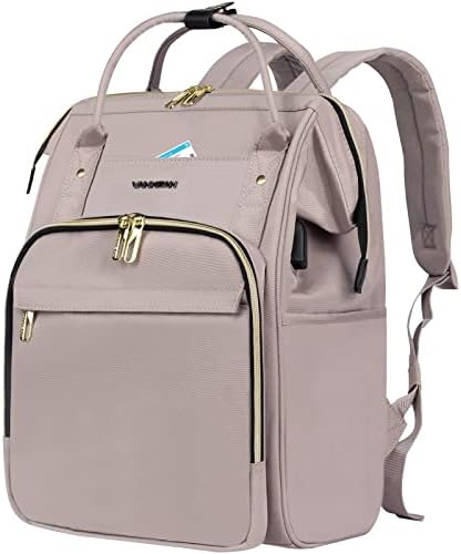 VANKEAN 15.6-16.2 Inch Laptop Backpack Carry On Backpack for Women Computer Work Backpack, Water Proof College Daypack Backpacks with USB Port RFID Pocket, Business Travel Backpack, Light Dusty Pink