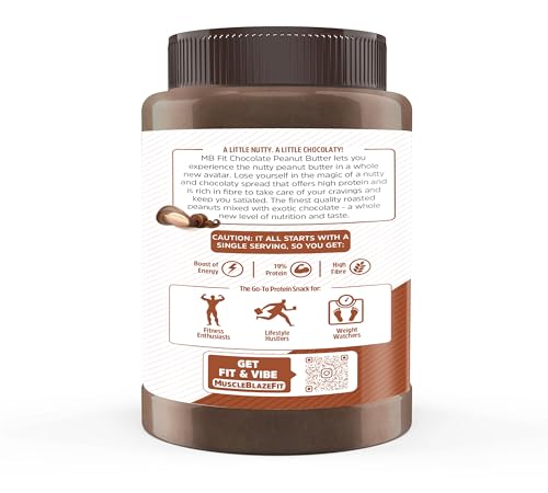 Image of MuscleBlaze Fit Chocolate Peanut Butter (Crunchy, 1kg) | High Protein | No Trans Fat, Energy Booster (Pack of 2)