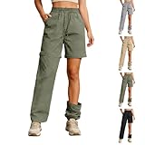 Genérico Pantalones Cortos de Senderismo para Mujer, Impermeables, Deportivos con Cremallera y Bolsillos, Ligeros, Holgados, Pantalones Cargo con Pantalones para Uso Diario y al Libre