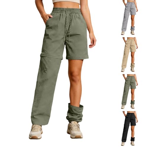 Genérico Pantalones Cortos de Senderismo para Mujer, Impermeables, Deportivos con Cremallera y Bolsillos, Ligeros, Holgados, Pantalones Cargo con Pantalones para Uso Diario y al Libre