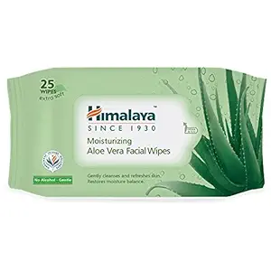 Himalaya Moisturising Aloe Vera Facial Wipes, 25 Count