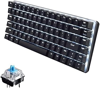 Wired Mechanical Gaming Keyboard USB Metal Blue Switch PC Gaming Keyboard with White LED Backlit for Computer Gamers (Blue Switch, Black)