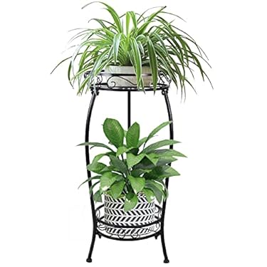 AMAZON - MOCORY Plant Stand Indoor Outdoor 2 Tier 27″ Tall Metal Potted Holder Rack Flower Pot Stand Heavy Duty Plant Shelf Rustproof Iron Multiple Plant Round Supports Rack for Planter Corner Garden Balcony Patio