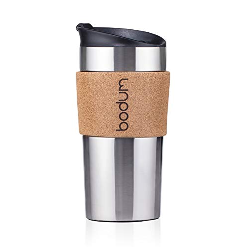 Bodum Travel Mug Edelstahl-Becher - 0,35 Liter, Doppelwandig Isoliert, Schwarz
