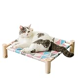 Cat/Dog Bed,Wooden Pet Hammock Bed,Elevated Breathable Dog Bed, Detachable Portable Indoor/Outdoor Cat Beds&Furniture,Suitable for Kitty,Puppy,Bunny and Small Animal(Color Triangle)