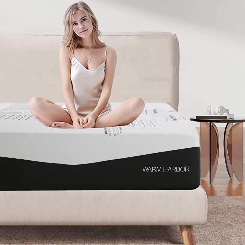 Warm Harbor 12 Inch Queen Mattress, 4 Layers Memory Foam Mattress with CertiPUR-US Certified Bamboo Charcoal Foam Breathable Supportive Bed in a Box