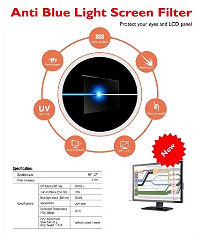 VizoBlueStop 23-24 inch Anti-Blue Light Filter for Computer Monitor. Blue Light Monitor Screen Protector Panel (21.5 x 13.0 inch). Blocks Blue Light 380 to 495 nm. Fits LCD, TV and PC, Mac Monitors - Thumbnail 2