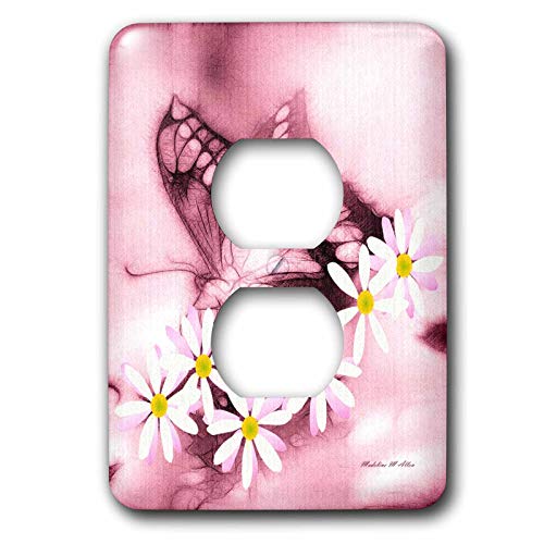 Cache de prise 2 fleurs papillon Rose pour masquer les prises murales 3dRose lsp_11749_6
