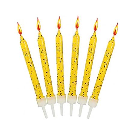 Bougies Anniversaire Jaunes Pailletees X12 Amazon Fr Cuisine Et Maison