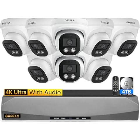 (4K/8.0 Megapixel & 130° Ultra Wide-Angle) with Audio PoE Dome Outdoor Home Security Camera System, Wired Outdoor Surveillance IP Cameras System Cover