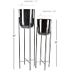 CosmoLiving by Cosmopolitan Metal Indoor Outdoor Planter Dome Large Planter Pot with Removable Stand, Set of 2 Planters 39, 46H, Black