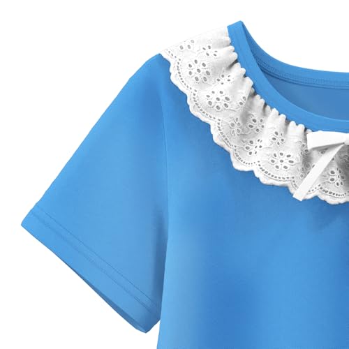 LQSZ Girls Nightgowns Floral Lace Short Sleeve Sleepwear Bow Tie Victorian Princess Pajamas NightDress 3-12 Years4