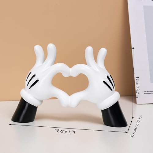 Figura Decorativa Corazón Mano Resin Negro Blanco miniatura 5