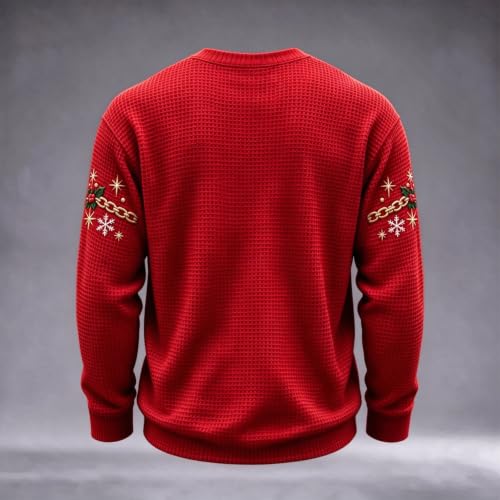 Mens Waffle Knit Shirt Santa Graphic Funny Christmas Sweatshirts for Men - image 4