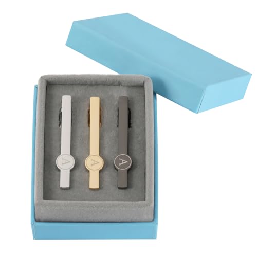 Dannyshi Tie Clips for Men 2.1inch Initial Letter Tie Clip Bar Set (R)
