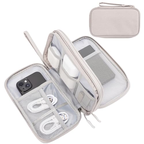 ProCase Porta Cavi da Viaggio a 3 Strati Viaggio Accessori Utili, Borse Organizer per Cavi Tech Pouch Custodia Portatile per Cavi, Caricabatterie, Power Bank, Adattatori -Grigio/S
