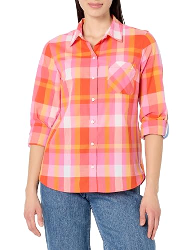 Image of Nautica Women's Button Front Long Sleeve Roll Tab Shirt