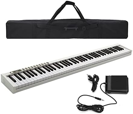 Keyboard Piano 88-Key Digital Piano Full-Size Weighted Keys MIDI Bluetooth Built in Speakers Electric Piano with Sustain Pedal and Power Supply Best for Adults Children and Beginners (Color : White)