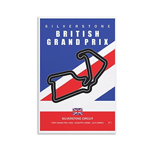 Silverstone Affiche de course F1 pour chambre à coucher, salon, décoration d'intérieur, bureau, sans cadre : 20 x 30 cm Cover