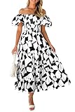 SIZE TIPS: S=US 4-6，M=US 8-10，L=US 12-14，XL=US 16-18，XXL=US 20 Women Long Flowy Dress is Made of Lightweight Materials to Offer Breathability and Comfort while Providing Durability and Easy Care TRENDY DESIGN: Midi Dress for Women/Printed Dress for W...