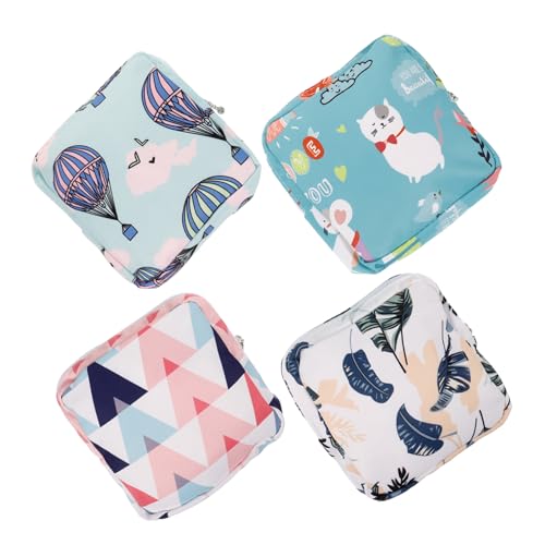 TOYZFRIENDY Bolsa Para Toallas Sanitarias y Tampones 4 Piezas Algodón Compacto Almacenamiento Portátil Uso Diario Viaje Femenino