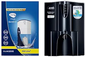 HUL Pureit Eco Water Saver Mineral RO+UV+MF AS wall mounted/Counter top Black 10L Water Purifier & HUL Pureit Germkill kit for Classic 23 L water purifier - 3000 L Capacity