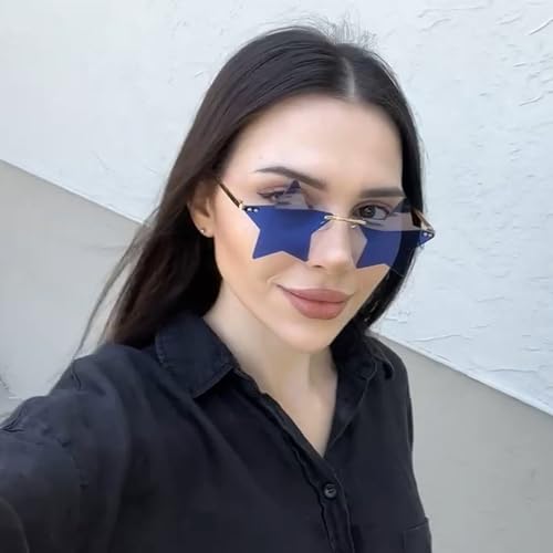 COASION Rimless Star Sunglasses for Women Rimless Party Cute Prom Halloween Glasses Fashion Star Shape Shades2