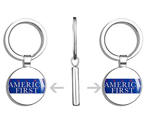 Trump America First (Pro American Patriotic Usa Us) Double Sided Stainless Steel Keychain Key Ring Chain Holder Car/Key Finder #TOP1