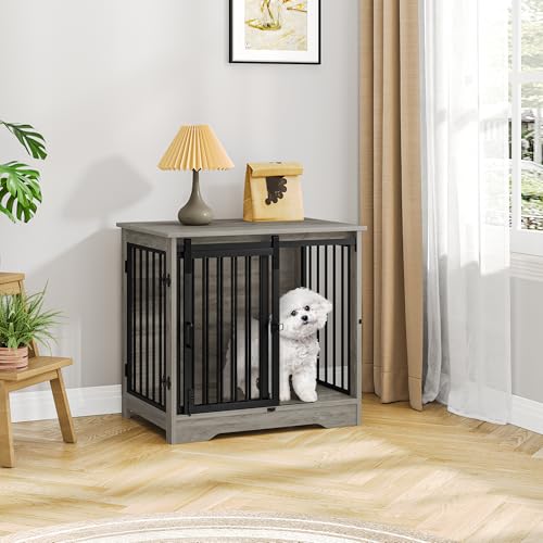 Hzuaneri Hundekäfig Möbel, 69 cm Hundebox, 2 Türen, Moderne Hundekäfig Indoor für kleine/mittlere/große Hunde, Beistelltisch, Hundebox für Zuhause 69 × 49 × 64,5 cm, Hell Elfenbein DFC84305B