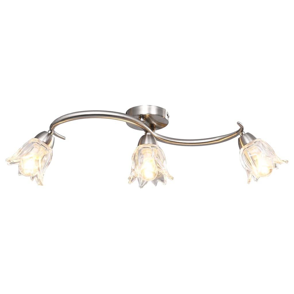Plafonnier 3 ampoules E14 avec abat-jour tulipe en verre clair