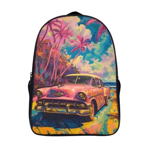 Sac à dos enfant pink car pour école maternelle et primaire 40x28x16cm