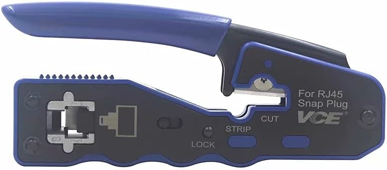VCE RJ45 Pass Through Crimp Tool with Replacement Blade for Cat6a Cat6 Cat5e Cat5 Connector, Ethernet Crimper Pass-Thru Network Crimping Tool Wire Stripper Cutter