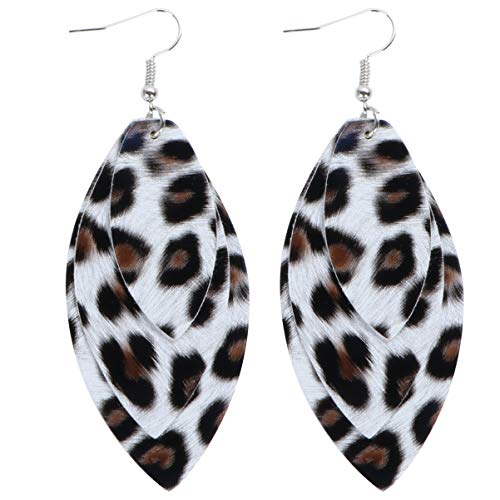 Boucles d'oreilles pendantes en cuir imprimé léopard grand format boho pour femme