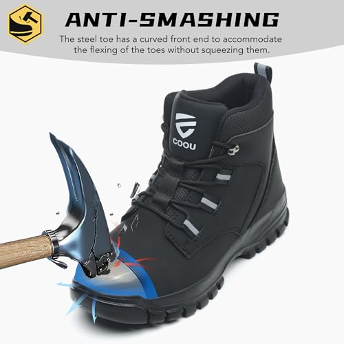 Image of Steel Toe Shoes for Women Men Comfortable Safety Toe Boots | Puncture Resistant Lightweight Steel Toe Work Boots