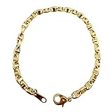 [RMジュエリー] 18金 アンカー マリン チェーン ブレスレット 幅4.2mm 18cm 20cm マリーナ パイプ アズキ 中空 豚鼻 K18 YG 丸アズキ メンズ (18cm)