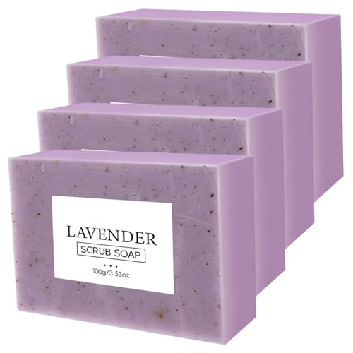 Jabón de lavanda (4 unidades 100 g) nutritivo e hidratante con ingredientes naturales multiusos para baño y ducha ideal para todo tipo de piel.