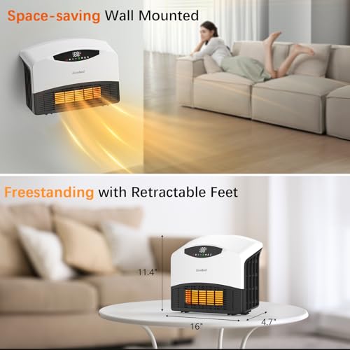 Givebest Smart Wall Heater - 1500W Space Heater For Indoor Use, Work With Alexa, Adjustable Thermostat, Remote And Wifi Control, 24H Timer, Easy-Mounted Heater For Bedroom Office Garage Rv thumb #3