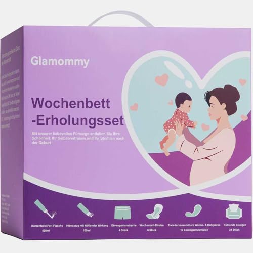 Postpartum-Recovery-Set für Frauen Geburts- und Nachgeburtspflege Peribehälter Kühlspray Einweg-Nachgeburtsunterwäsche Nachgeburtsbinden Heiße und kalte Kompressen beruhigende Einlagen