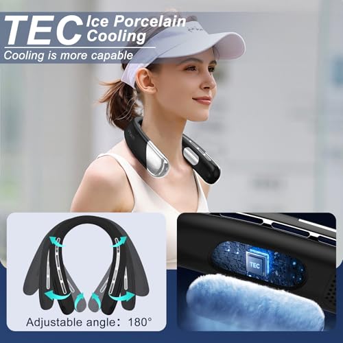 houscly Ventilador de pescoço portátil pessoal 6000 mah sem lâminas, ventilador de pescoço para resf