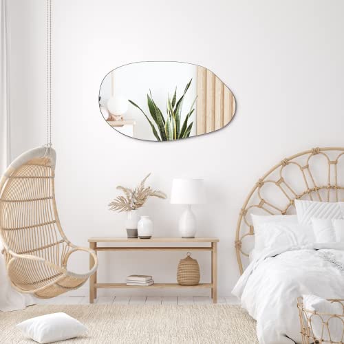 Edgewood Asymmetrical Accent Wall Mounted Irregular Oval Mirror Decorative Living Room Bedroom Entryway, 19.7 X 33.5 Inches #TOP7
