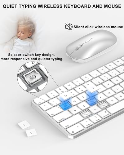 Image of Bluetooth Keyboard and Mouse for Mac, Rechargeable, Mini Size, Ultra Slim, Quiet Typing, 4 Level DPI, Wireless Keyboard and Mouse Compatible with Mac, iPad, iPhone, MacBook Air /Pro