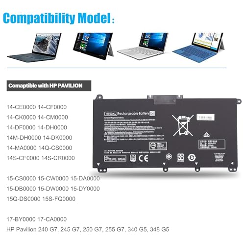 Image of HT03XL Battery for HP Pavilion 14 14-CE 14-CF 14-CM 14M-DH 14-DQ 14-FQ:14m-dh1003dx 14-dq0040nr 14-cf2112wm cf1015cl 15-CW 15-DA 15-DB 15-DW 15-EF 17-BY 17-CA HSTNN-DB8R DB8S IB80 IB8O LB8L LB8M UB7J