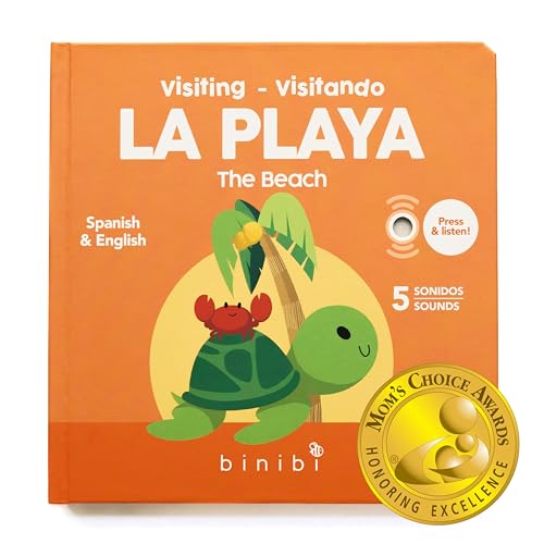 Image of Binibi Spanish Books for Babies & Toddlers 1-3 La Playa Interactive Bilingual Sound Book with Fun Beach Sounds | Bilingual Children's Book | Spanish Learning for Kids | Libro en español para bebés