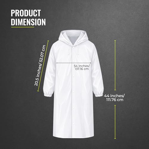 Image of Robustt EVA Reusable Raincoat with Hood (Transparent) - Pack of 2 | Elasticated Full Sleeves Outdoor Waterproof Raincoat for Men & Women | Rainwear | Button Closure | Knee Length | Universal Fit