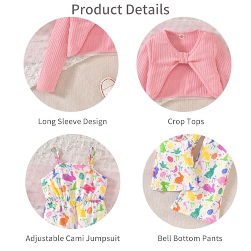 Image of HIHA Girls Sleeveless Jumpsuits Outfit Long Sleeve Twist Front Tops Romper Clothes Set Size 4-12