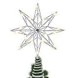 Funkelnder Silbereffekt, die silbere Optik verleiht Ihrer Weihnachtsdekoration einen Hauch von Eleganz und Luxus. Glitzernde Sternform macht es ideal, Christbaumspitze zu verzieren, um festliche Atmosphäre zu beleuchten und Ihr Haus schöner zu machen