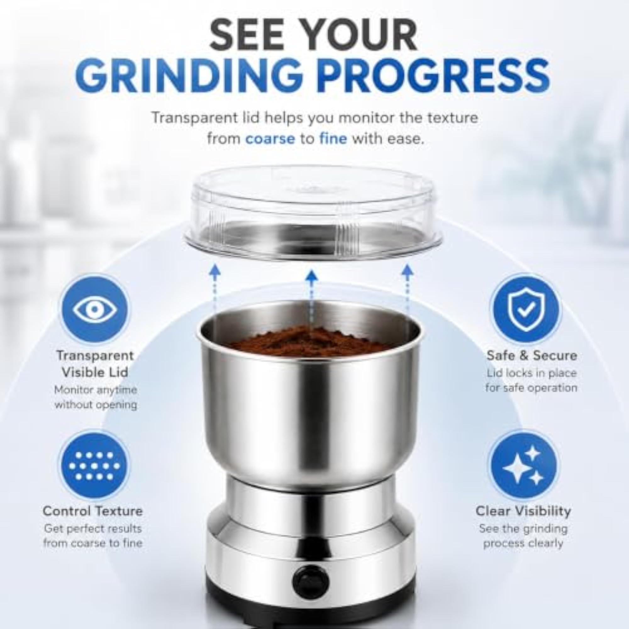 Mini Mixer Grinder for Kitchen, 300ML Stainless Steel